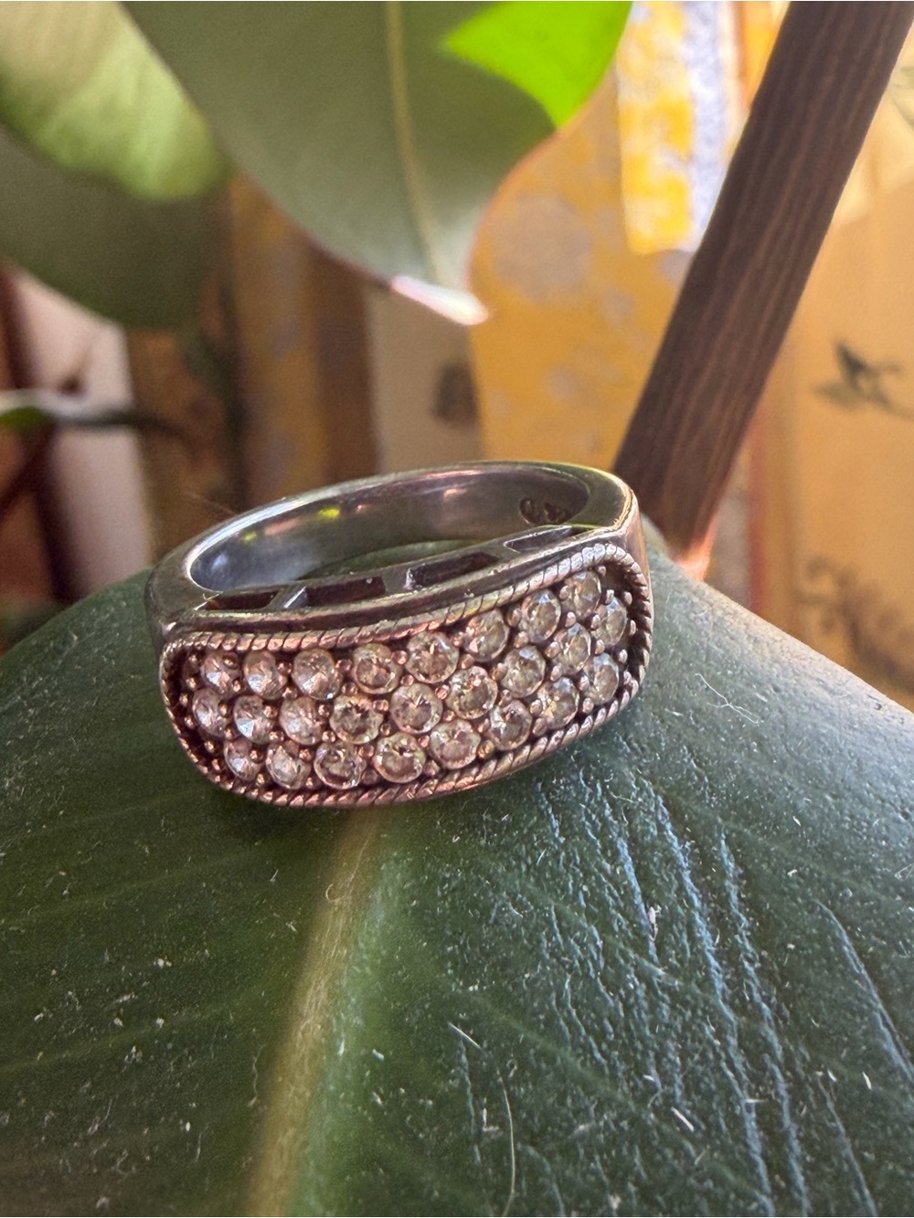 Pavé Crystal Sterling-Style Women's Ring in Clear Silver Tone